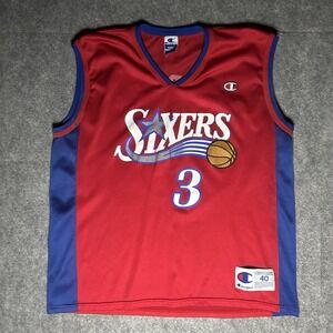 Vintage Champion Blue Sixers Allen Iverson Jersey Size 40